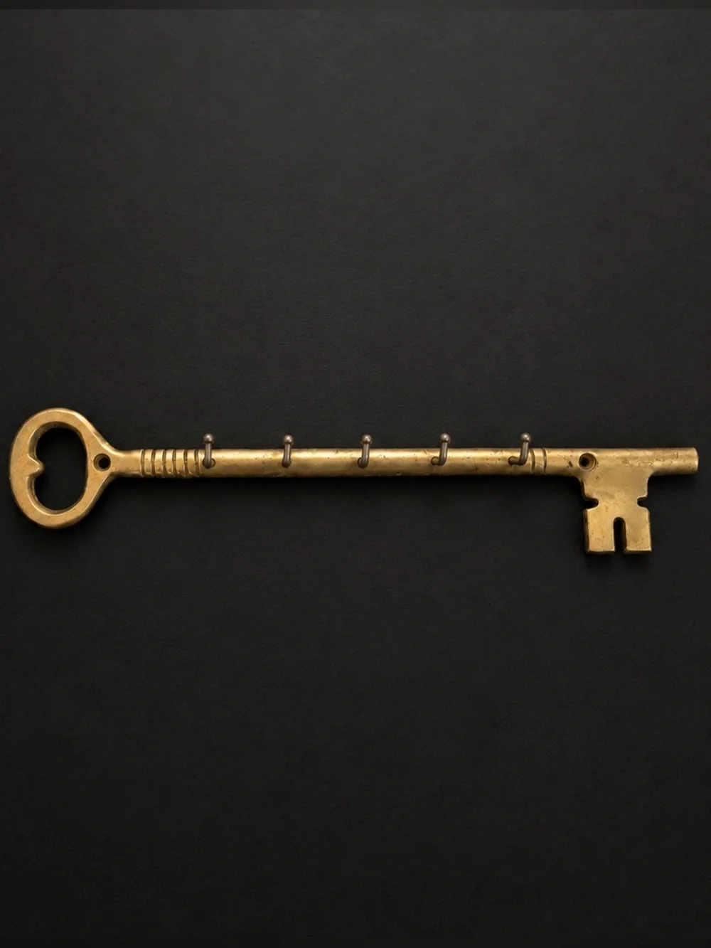 Vintage Brass Key Holder Wall Rack Made in Taiwan 10.5